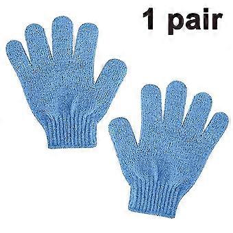 Exfoliating Dual Texture Bath Gloves For Shower, Spa, Massage And Body Scrubs, Dead Skin Cell Remover, Gloves With Hanging Loop (1 Pair Glove)