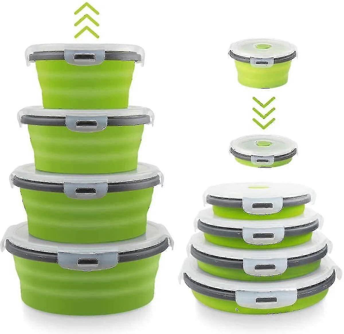 Collapsible Bowls For Camping, Set Of 4 Silicone Food Storage Containers With Lids, Rv Storage And Organization, Rv Kitchen Accessories, Bpa Free, Mic