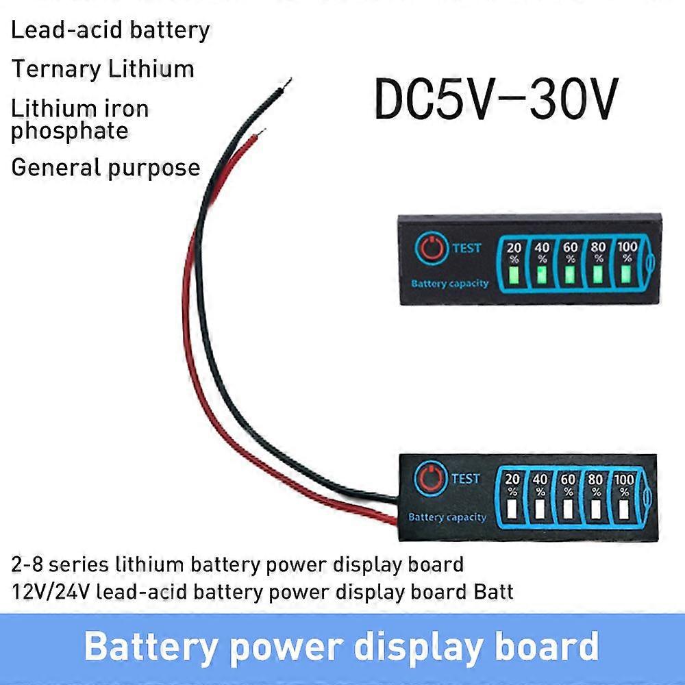 1pc LED Car Power Display DC5-30V Power Indicator Lithium Lead Acid Battery General Power Display 12V 24V Power Panel Adapters