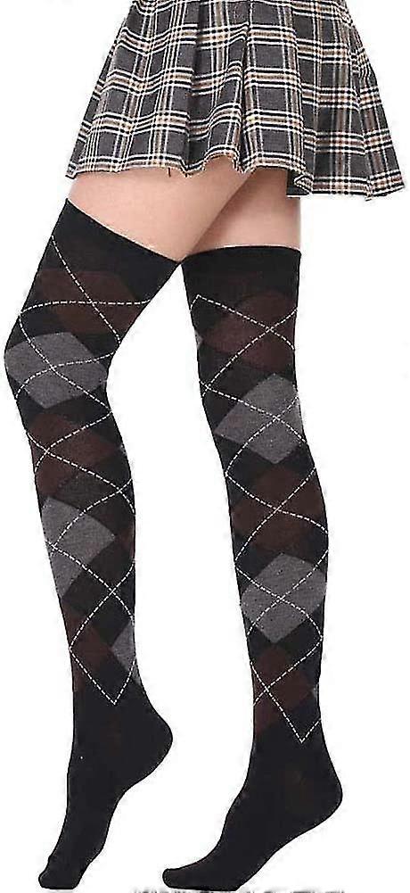 Ladies Argyle Socks Colorful Checkered Argyle Socks Overknee Checkered Patterned
