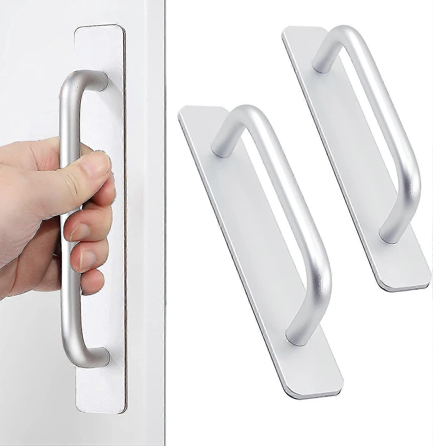 Self-stick Instant Cabinet Drawer Handles Pulls - 2pcs Aluminum Alloy With Adhesive Door Handle For Kitchen Cabinet