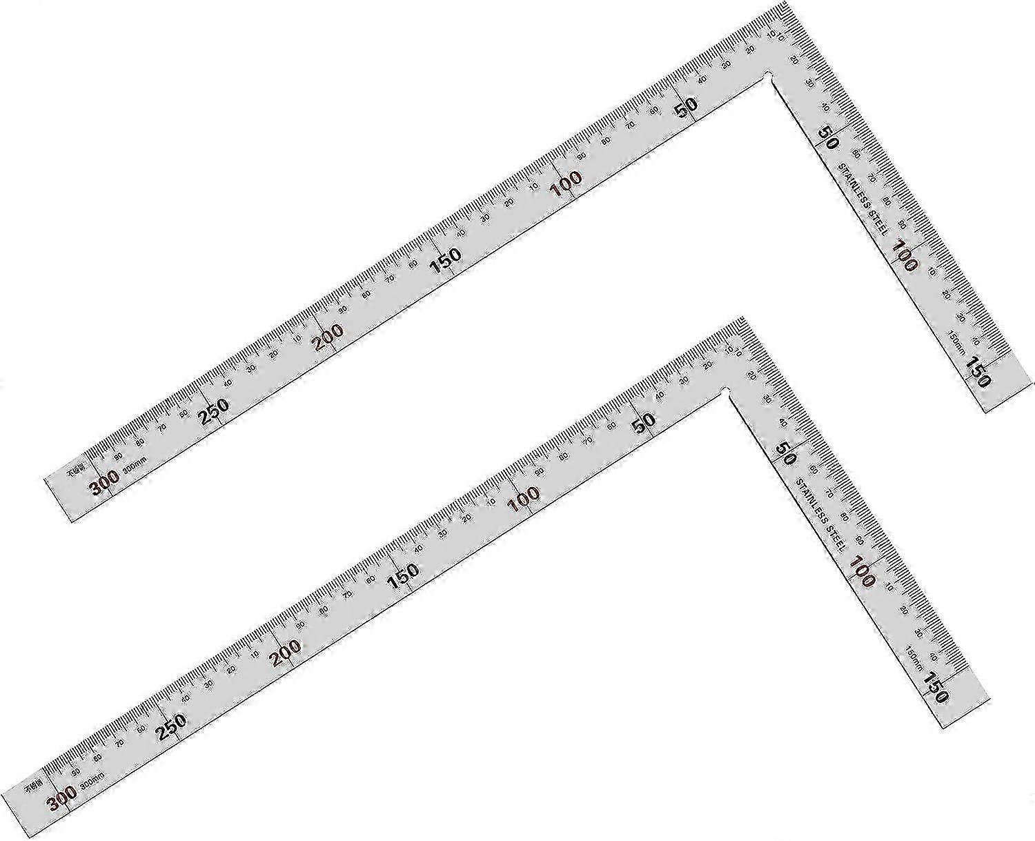 Tizzy 2pcs L Shaped Square Ruler, 90 Degree Metal Double Sided Ruler Stainless Steel Square Ruler Carpenter's Tool For Engineer, Carpenter And Craftsm