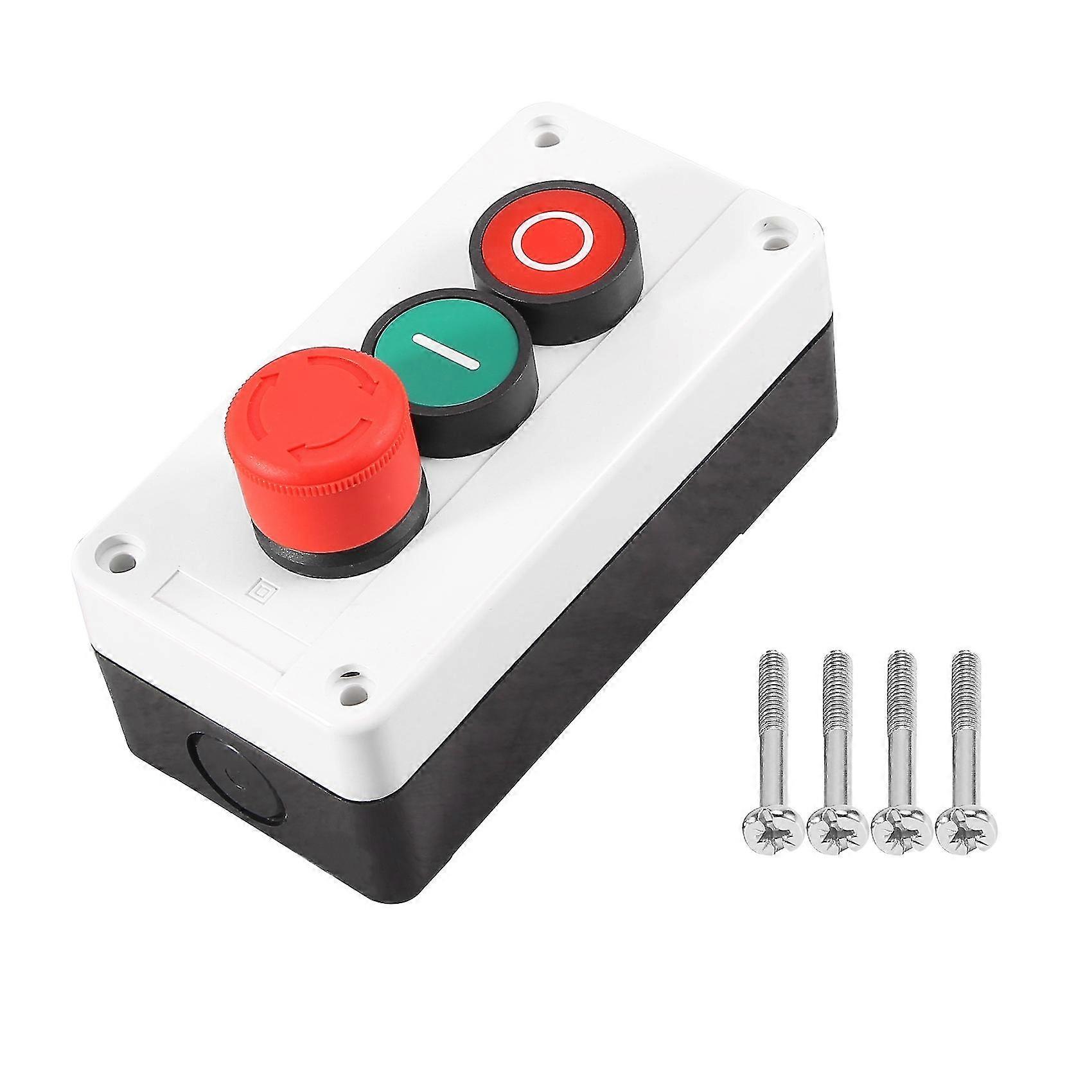 NC Emergency Stop NO Red Green Momentary Push Button Switch Station 600V 10A