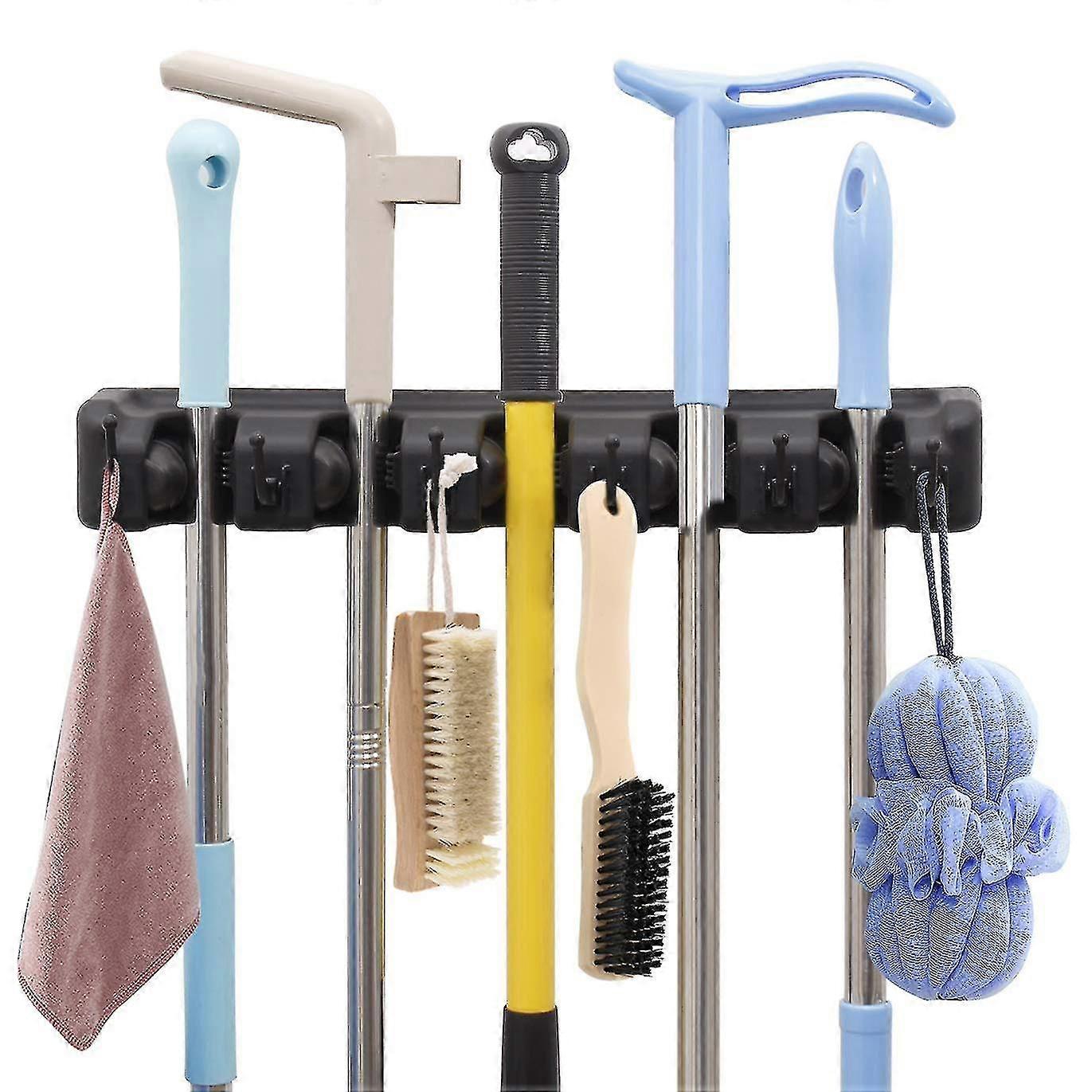 Broom Mop Holder, Broom Storage Wall Mounted Organizer, Black