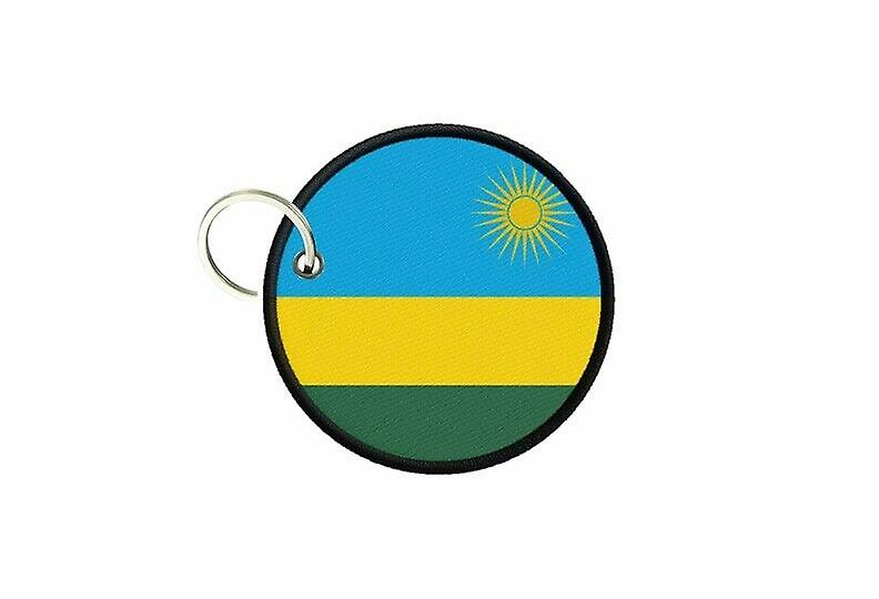 Keychain keys Rwandan flag printed round round round