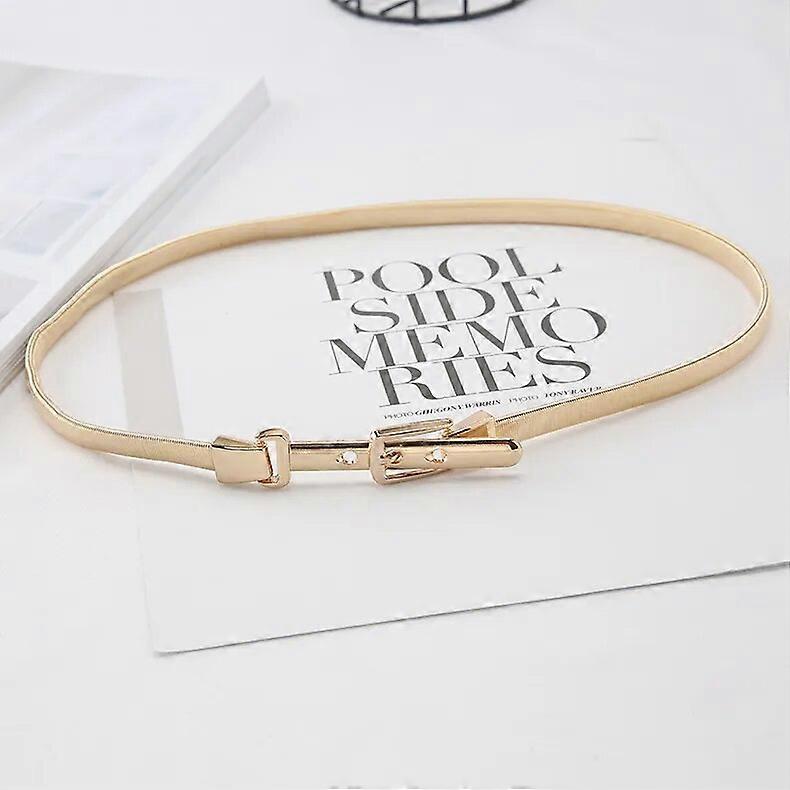 Elegant Women's Belt Simple Metal Spring Thin Chain Belt Ladies Dress Skinny Waistband Decorative Elastic Waist Chain Girdle
