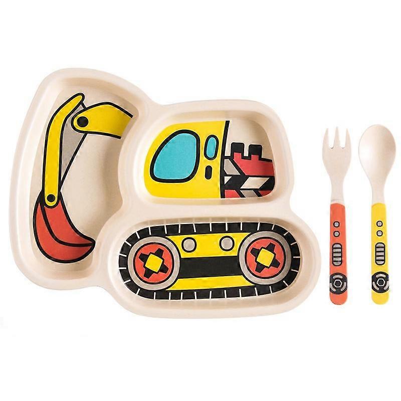 3Pcs Coloured Dining Set - Plate, Fork and Spoon Dinnerware Set for Children, BPA Free