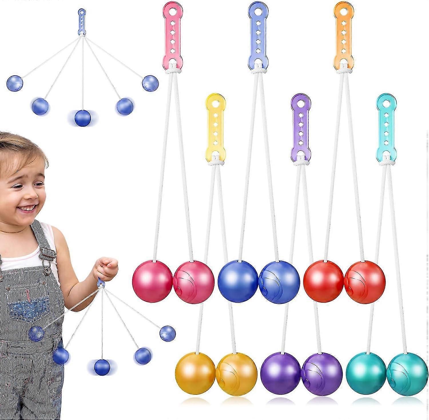 6 Pcs Clackers Balls On A String Hands Lato Lato Toy Ball Swinging Ball Toys Ladder Balls For Girls Boys Training Balance Ability