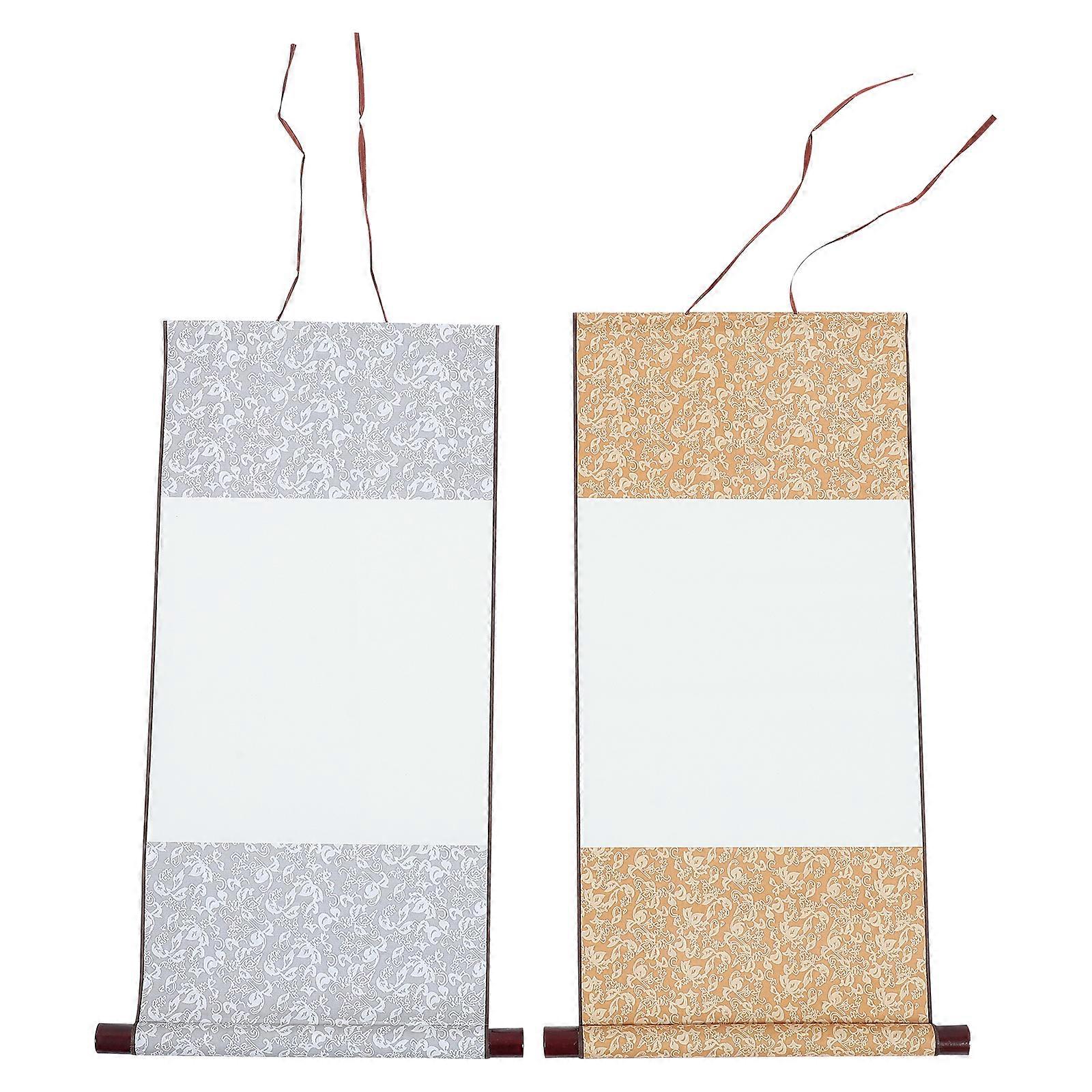 2pcs Calligraphy Blank Scroll Chinese Calligraphy Paper Blank Hanging Drawing Scroll