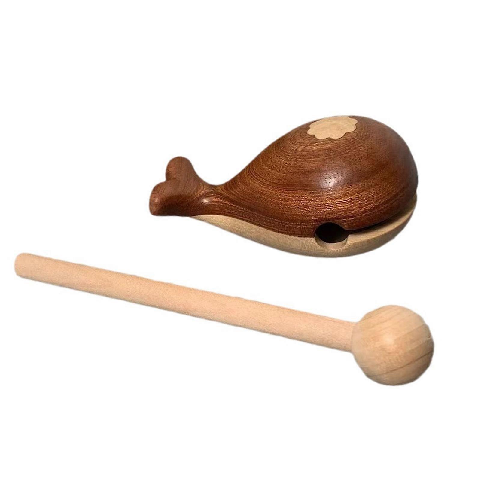 Wooden Fish Ornament Smooth Surface Whale Shape Block Toy Ornament Percussion Instrument for Desktop Decor Jikaixiang