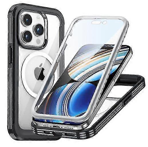 Magsafe Front Back Tempered Glass Full Screen Coverage 360 Full Protective Shockproof Case For Iphone 15 Pro Max 15 Pro/plus