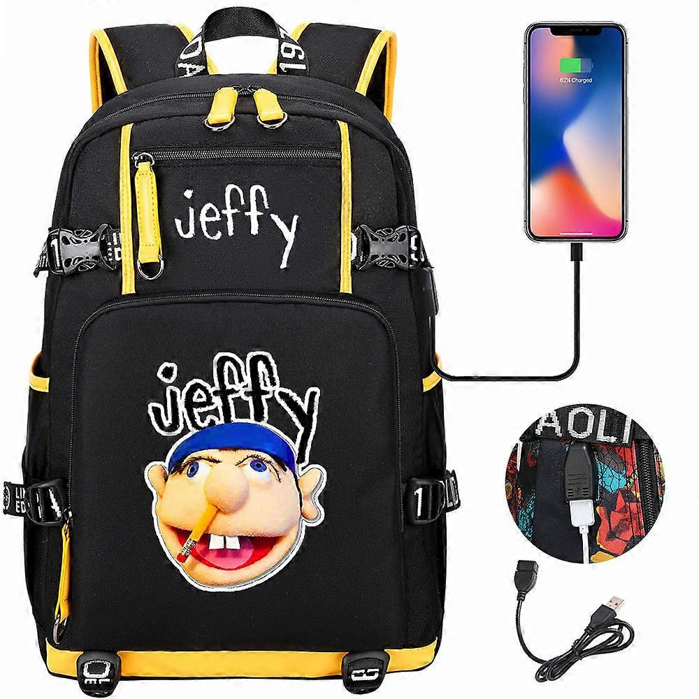 Jeffy Print Genç Öğrenci Okul Çantası - Erkekler ve Kadınlar Sırt Çantası - Rahat Seyahat Sırt Çantası Yüksek Kalite