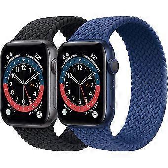 2 pakke flettede solo loop sportsremme kompatible til Apple Watch Band 38mm 40mm blød stretch