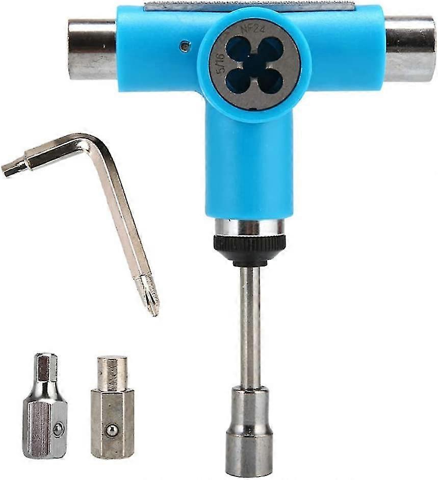 Skateboard Toolportable Skate Tools Set Longboard Repair T Tool Multifunctional Practical With Ratchet T Wrench(1pc, Blue)