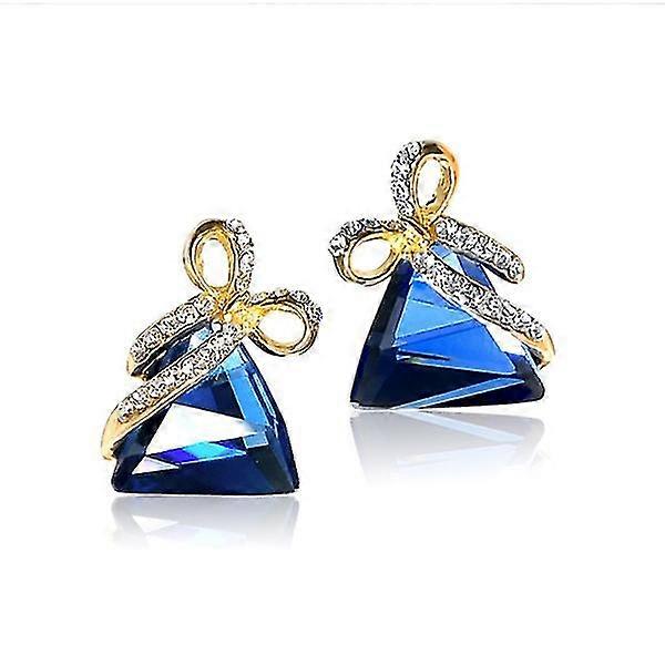 Austrian Crystal Triangle Earrings [blue]