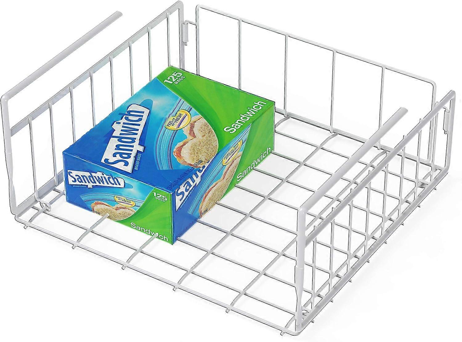 pleHouseware Under Shelf Basket, 2 Pack, White  1-Pack