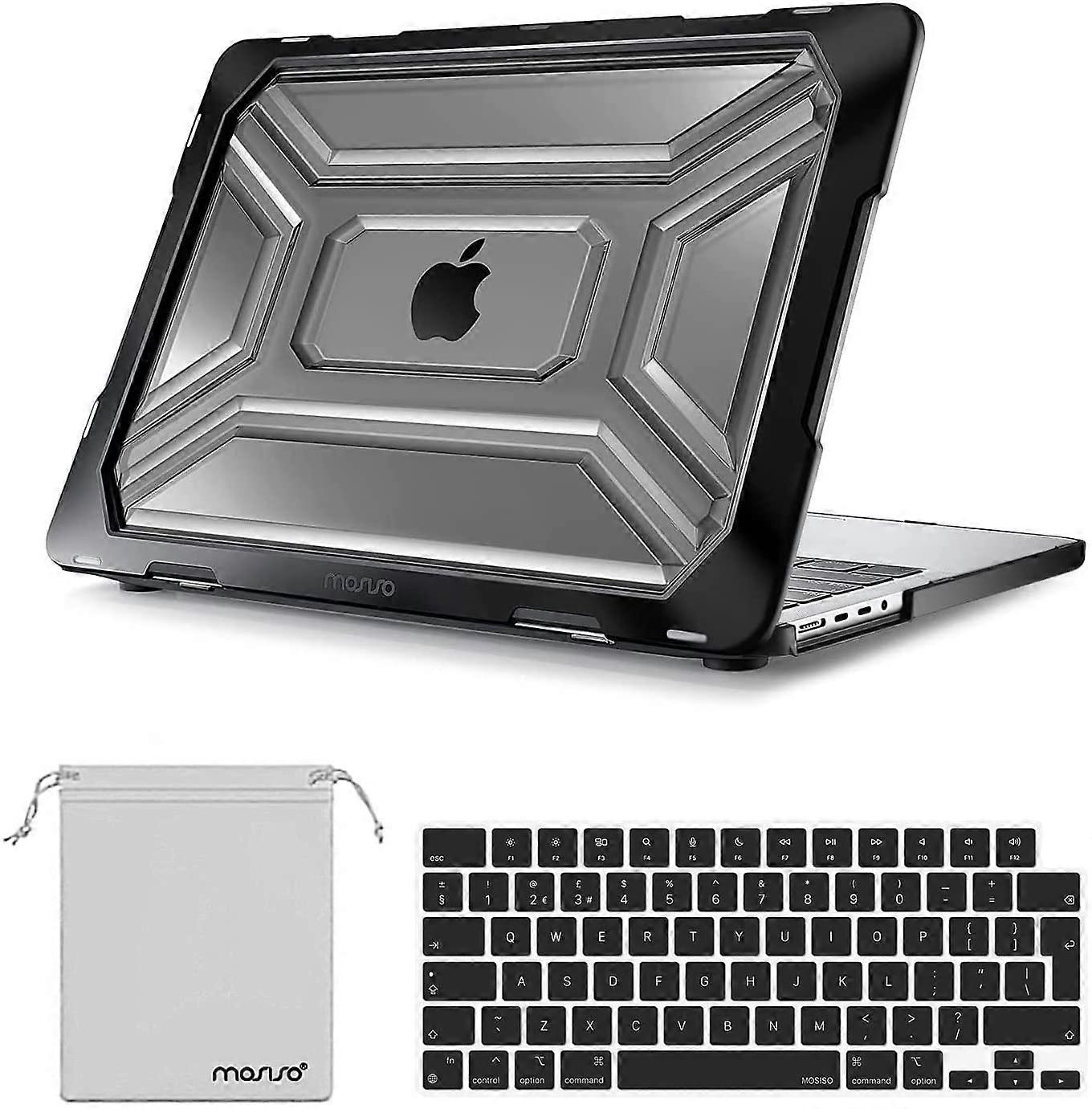 Black  Compatible with MacBook Pro 14 inch Case 2022 2021 Release A2442 with M1 Pro/M1 Max Chip Touch ID, Heavy Duty Plastic Hard Shell Case with TPU 