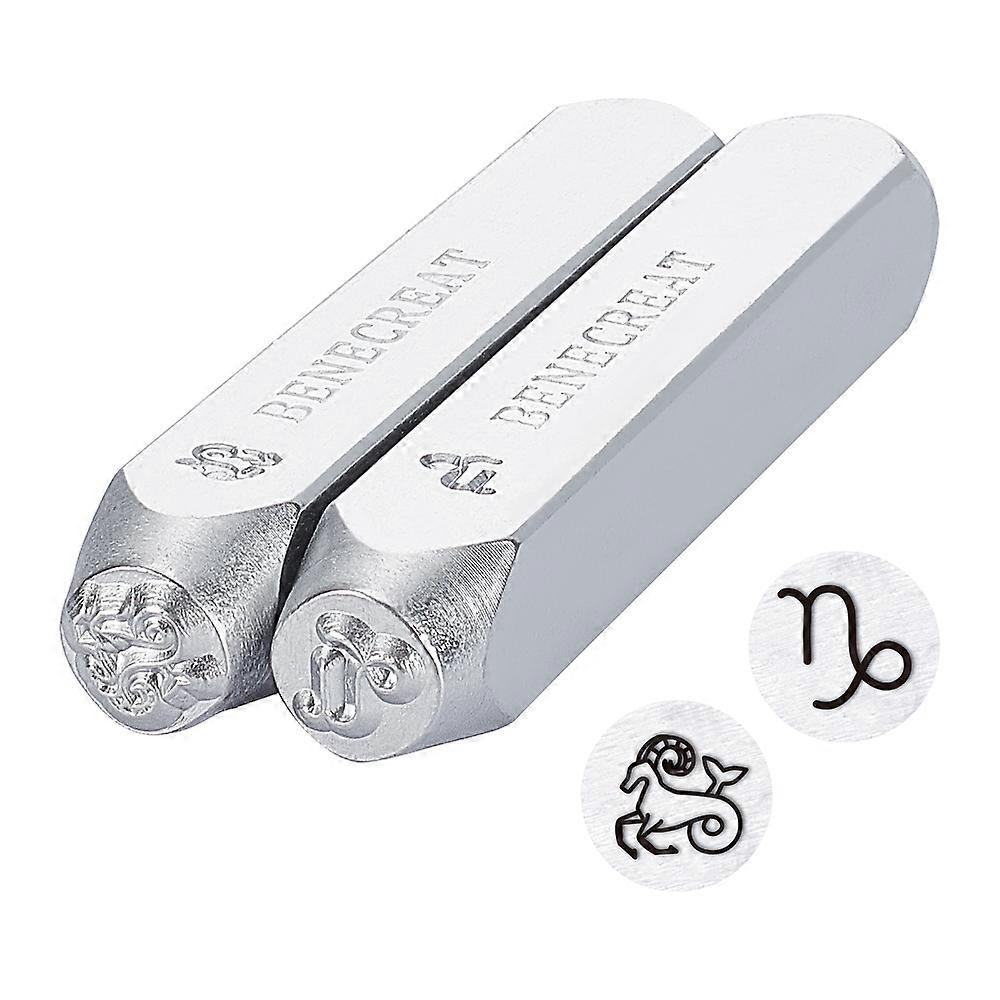 DIY 1Set Iron Seal Stamps Stamping Tools for Leather Craft Capricorn 65.5x10mm 2 patterns 1pc/pattern 2pcs DIY