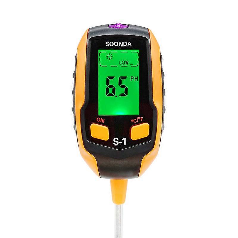 4 in 1 Soil Meter, Digital Soil Moisture Meter with Temperature/Humidity/Sunlight and Backlight, PH Value Meter Soil