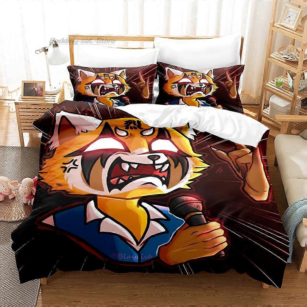 a4423 Lençóis Aggretsuko Conjunto de Cama Conjunto de Cama Aldult Kid Quarto Conjuntos de Capa de Edredão Conjunto de lençóisConjunto de lençóis de 3 peças (1 capa de edredom + 2 fronhas de travesseiro