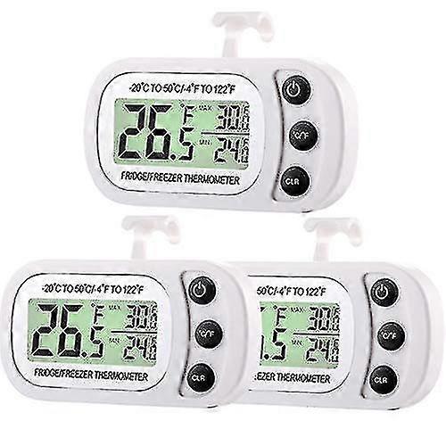 Digital Refrigerator Freezer Thermometer Fridge Room Thermometer Waterproof Cooler Temperature Thermometer With Max Min Record Function Large Lcd Disp