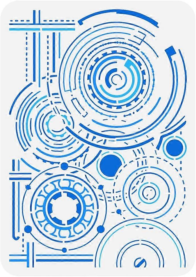 Machinery Painting Stencil 8.3x11.7inch Reusable Target Pattern Drawing Template DIY Craft Machine Gears Decoration Stencil for Painting on Wood Wall 