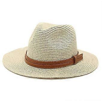 Straw Hat Women Foldable Wide Brim Sun Hat UV Protection Hat with PU Leather Strap