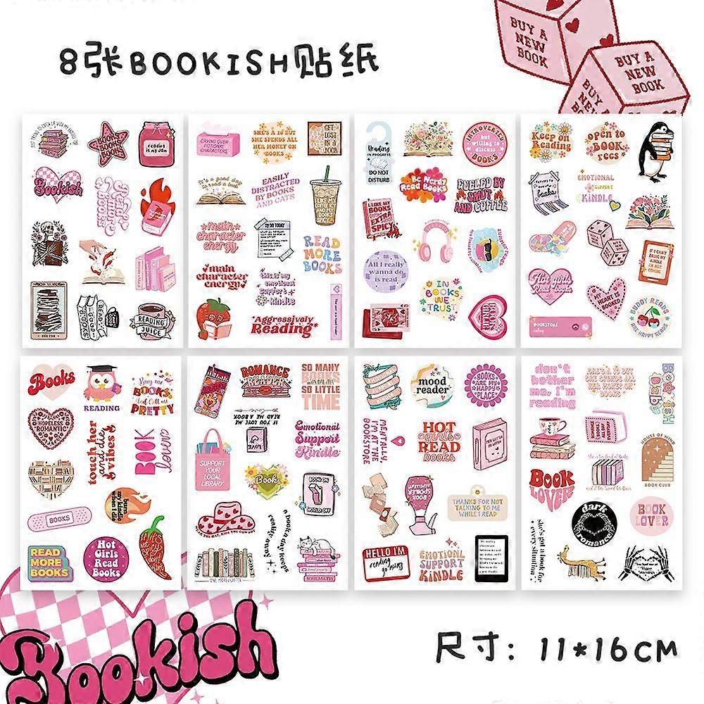 100pcs Pink Book Roll Stickers - Mixed Mix