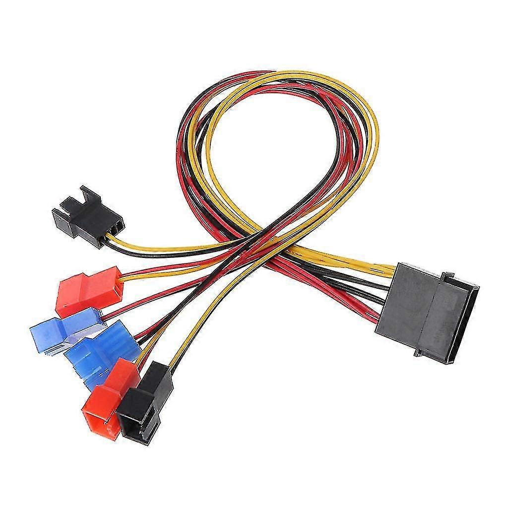 PC Case Fan Power Splitter, 4-pin IDE Molex to 6-port 2-pin Cooling Splitter