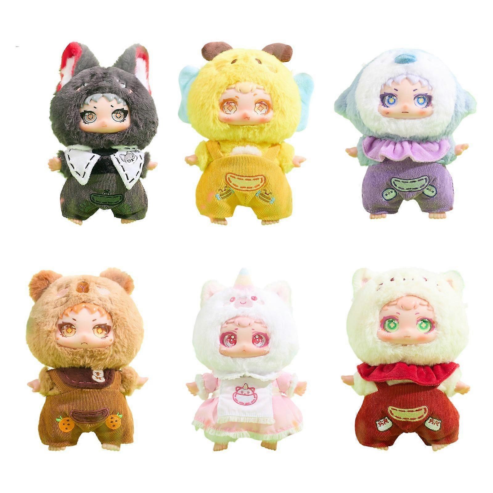 6 Stück Plüsch Puppe Schlüsselanhänger Anhänger Geschenk Zufällige Design Box für Teenager Erwachsene