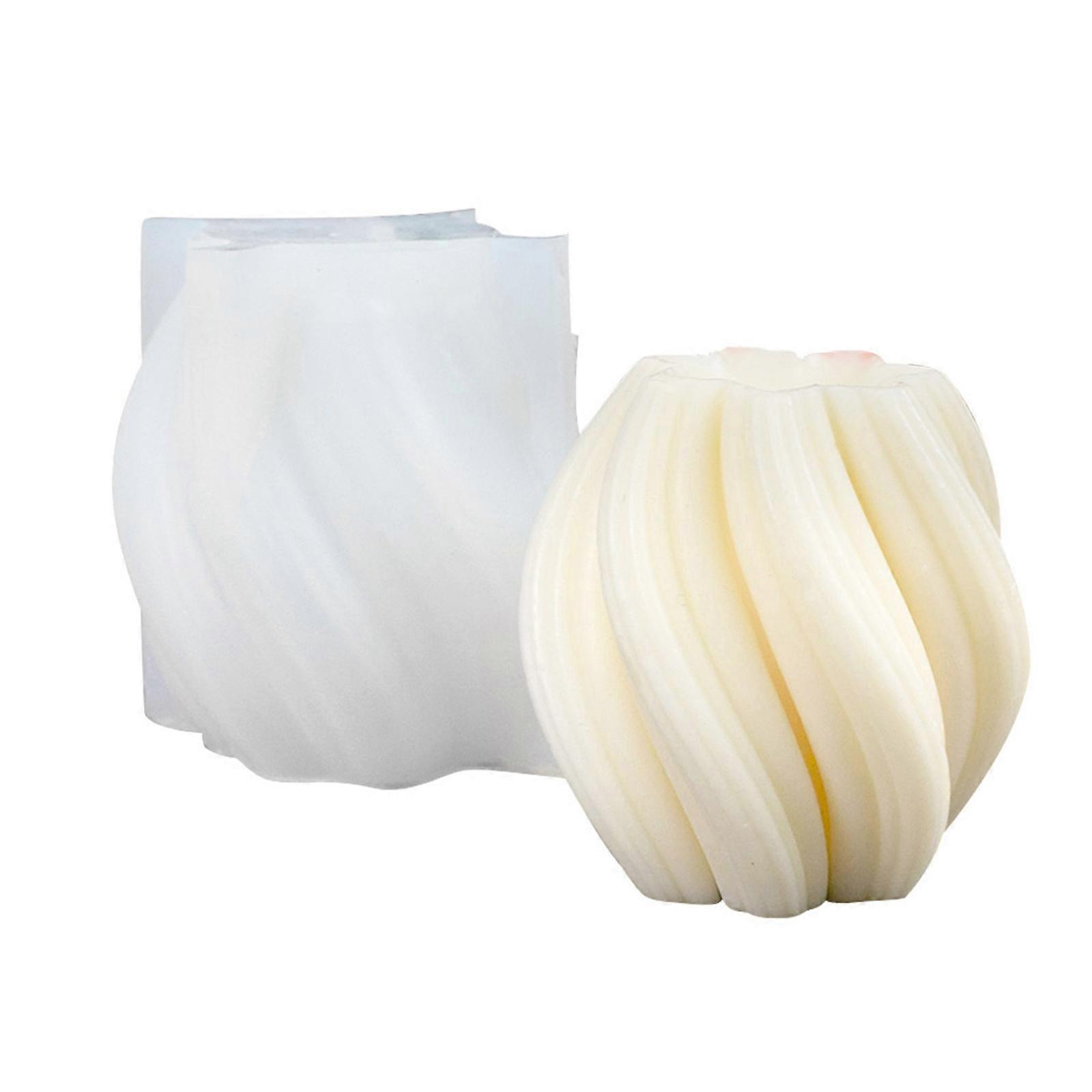 3D Waved Shaped Silicones Candle Molds Cylinder Silicones Candle Molds for Epoxy Resins Candle Soap  large