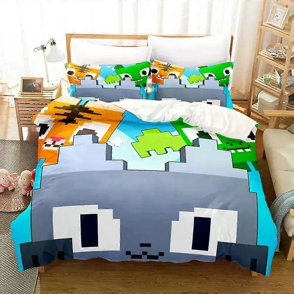 v2106 Lakan Katt Pet Simulator X Sängkläder Set Enkelrum Full Queen King Size Aldult Sängset Pojkar Sovrum Påslakan Set Anime Lakan Se 3-Pi