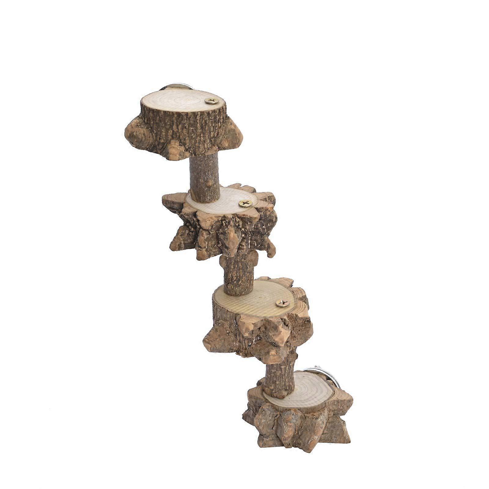 Natural Wood Bird Platform Perch - 4 Step Play Stand for Cage, Durable, Bird-Friendly Design, Adjustable Size