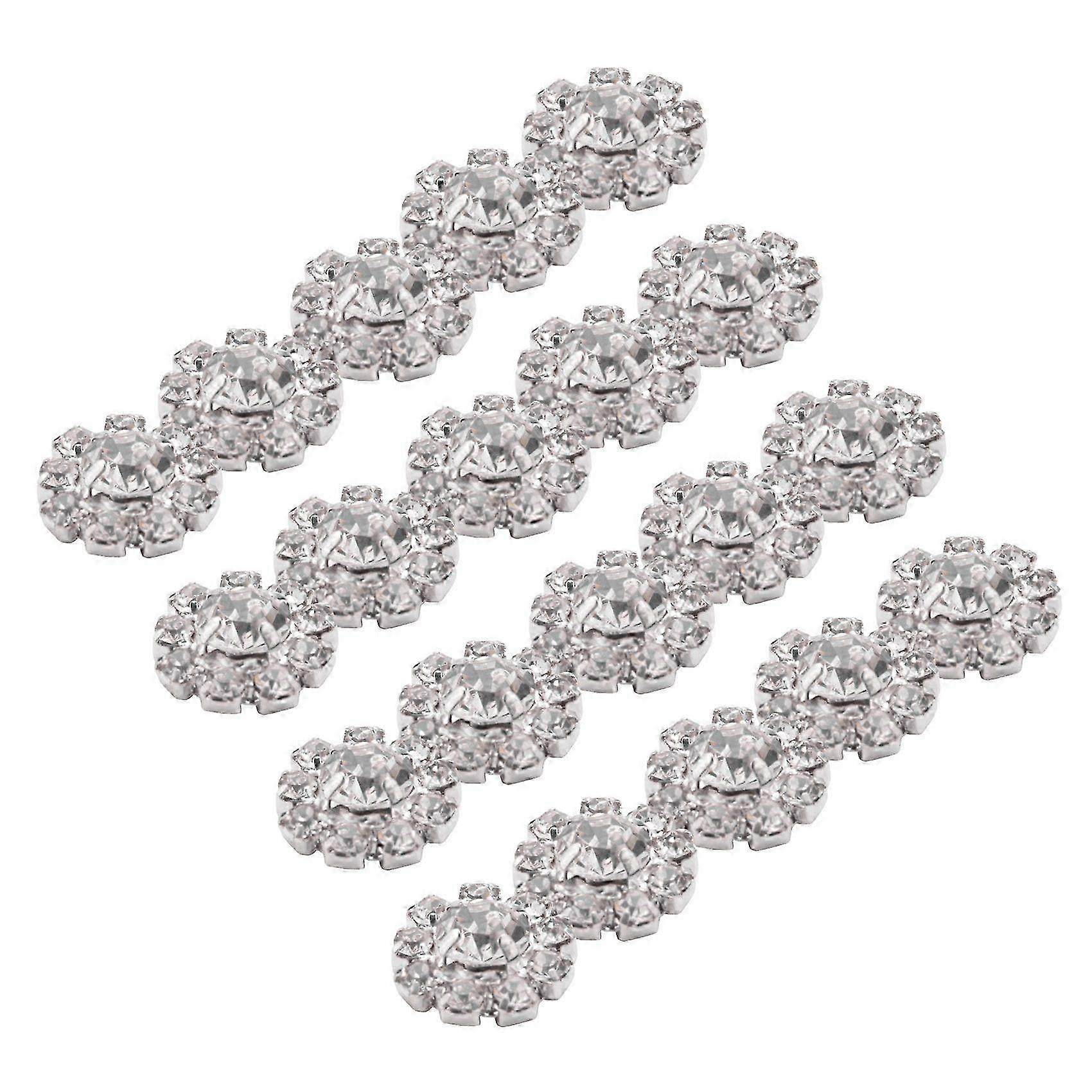 Crystal Rhinestone Button Flat Back Decoration DIY 15mm 20 Pcs Clear