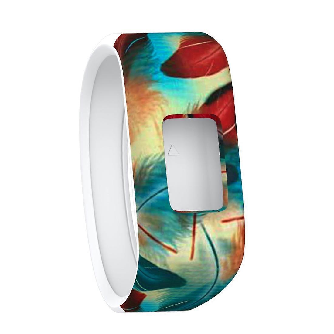 Colourful Feathers Pattern Silicone Sport Watch Band for Garmin Vivofit JR, Size: Small