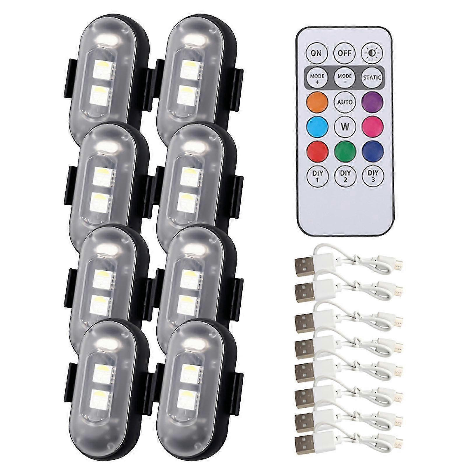 LED Strobe Light with Remote Control Rechargeable Colored Work Light 7 Colors + White Long-lasting Battery Multiple Lighting Modes Anti-Collision LED[