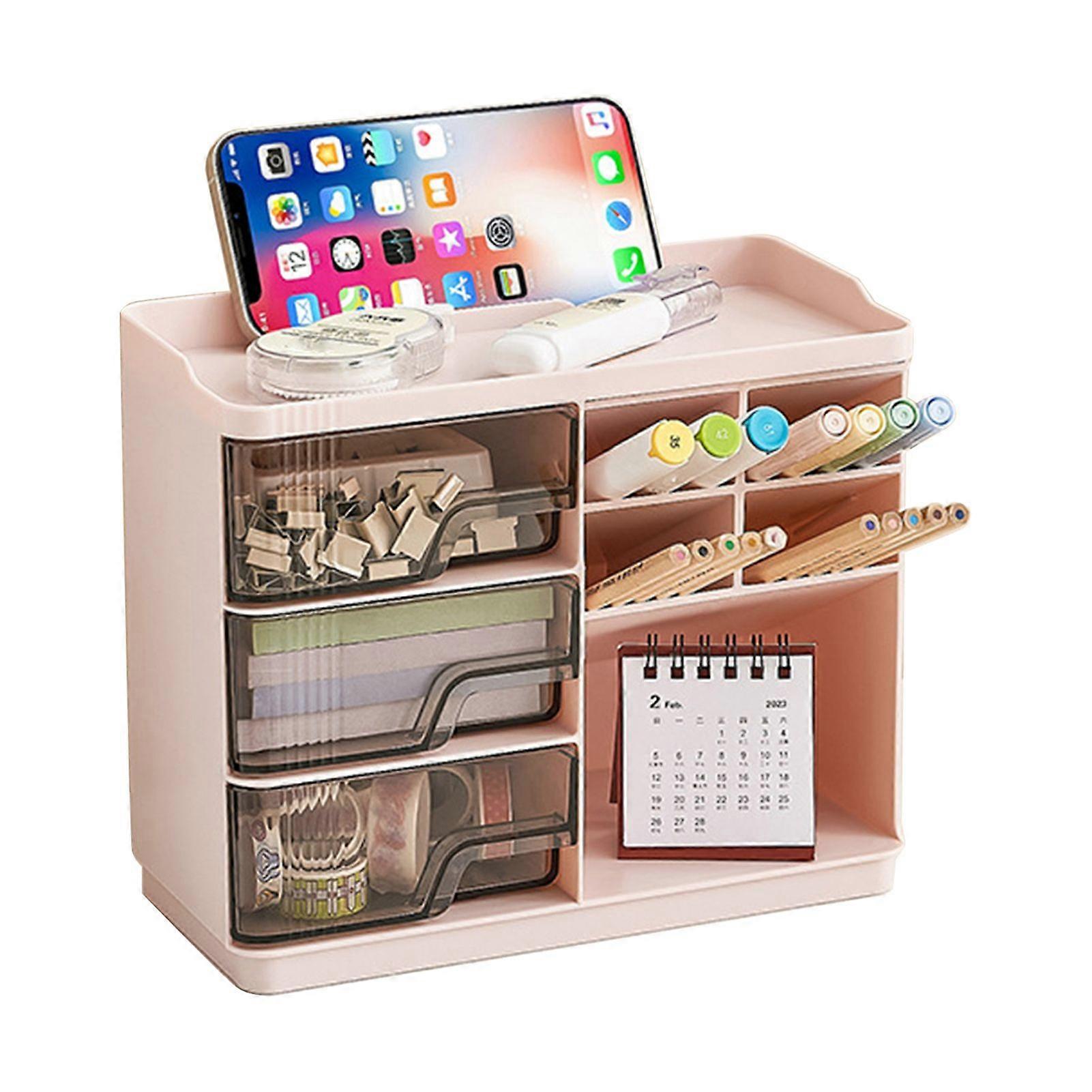 Qinghai Desktop Storage Box Makeup Organizer with Drawers Large Capacity Multi-Function Vanity Organizer Stackable Desk Organizer