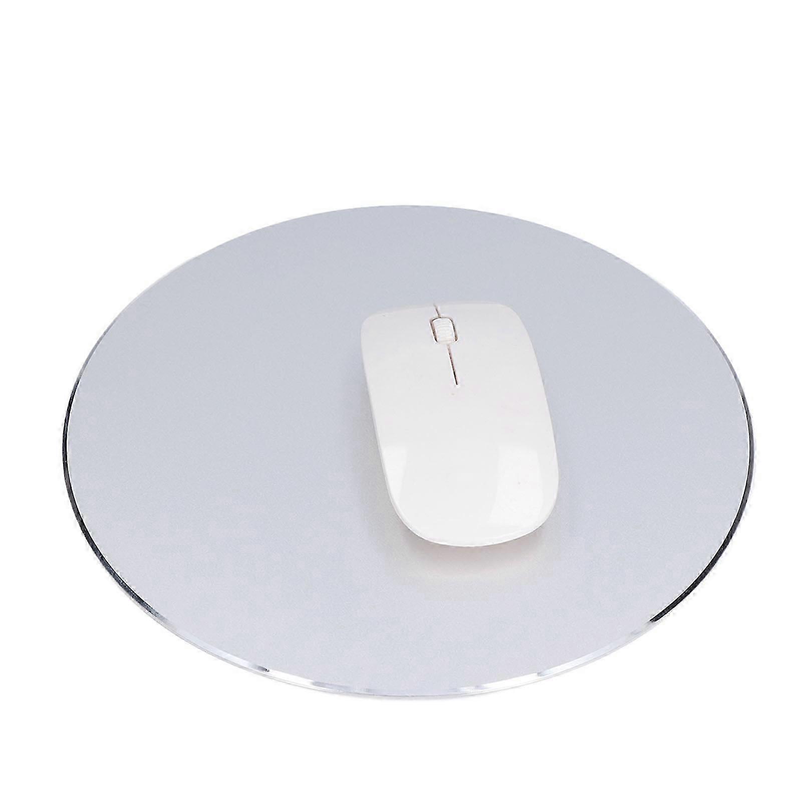 Mouse Pad Anti Slip Design Accurate Control Smoother Edges Easy to Clean Round Mouse Mat for Home Office GamingSilver