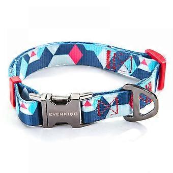 Dog Collar Soft Comfortable Poleyster with Safety Locking Buckle Adjustable for Small Medium Large Dogs and Cats Geometry Pattern for Outdoor Traning 
