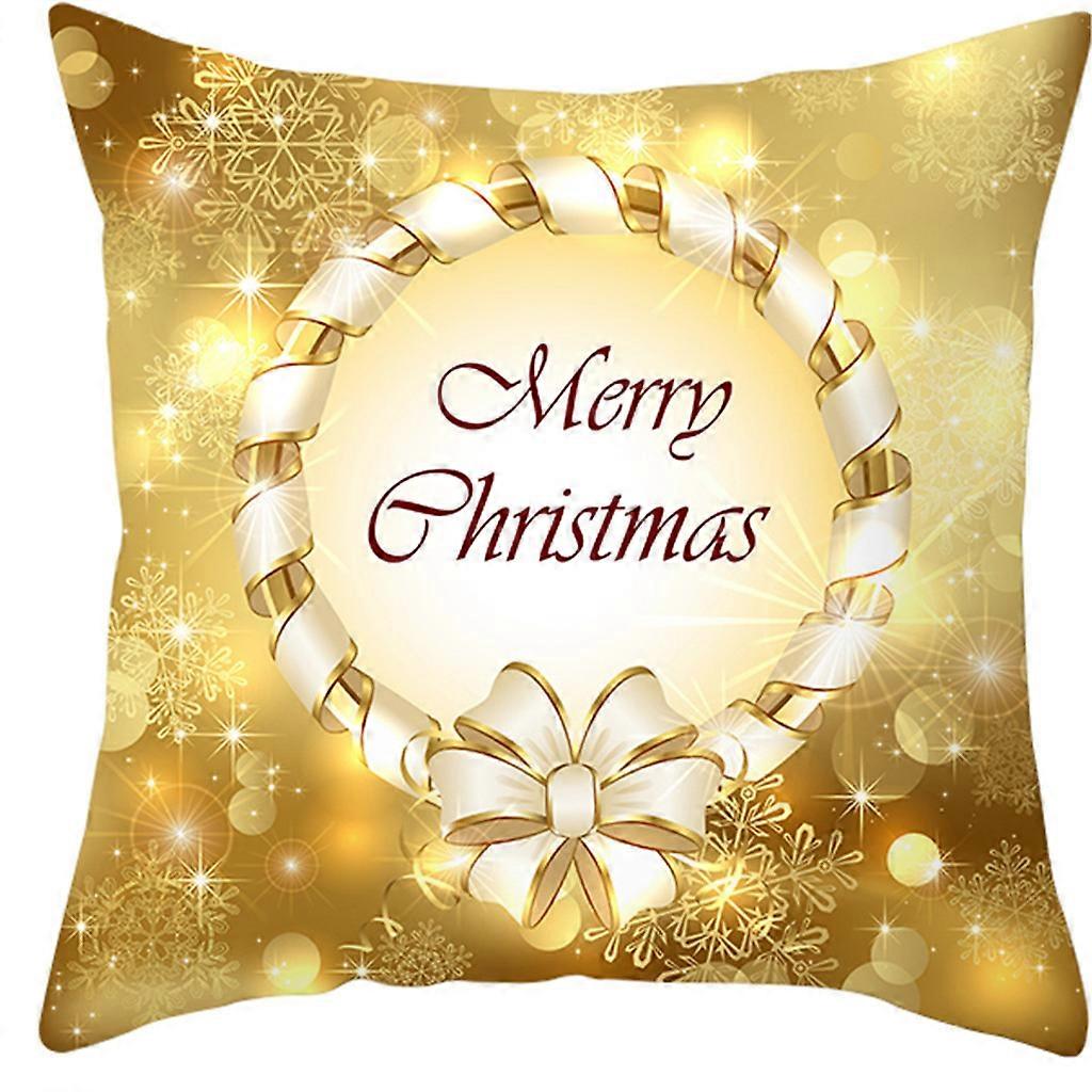 Golden Christmas Peach Pillowcase Printed Pillowcase