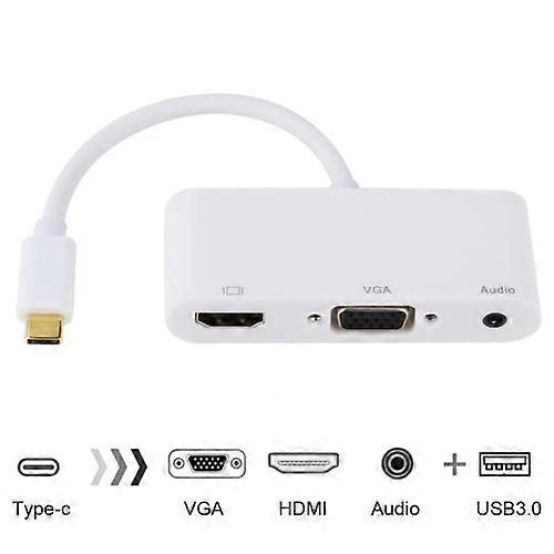 ZRUXE HB-173 USB 2.0 + Audio Port + VGA + HDMI to USB-C/Type-C Hub Adapter