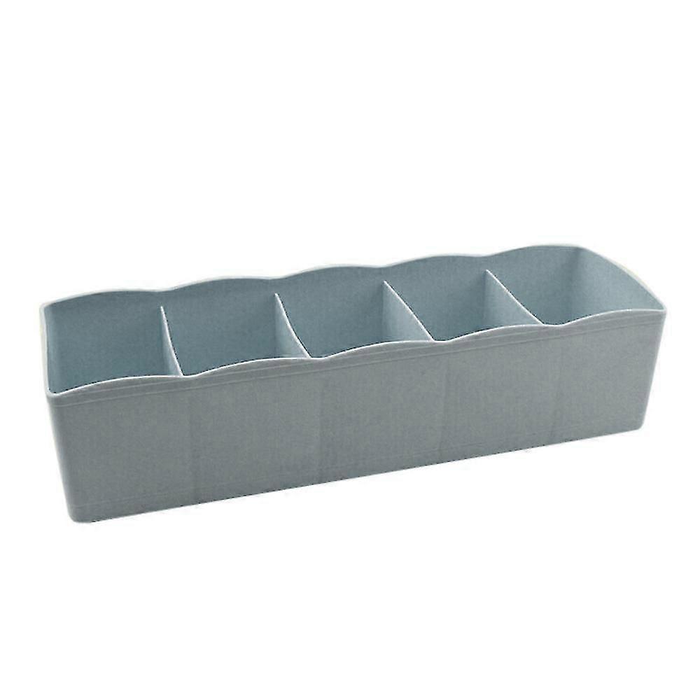 5 Cells Plastic Organizer Storage Box Tie Bra Socks Drawer Cosmetic Divider