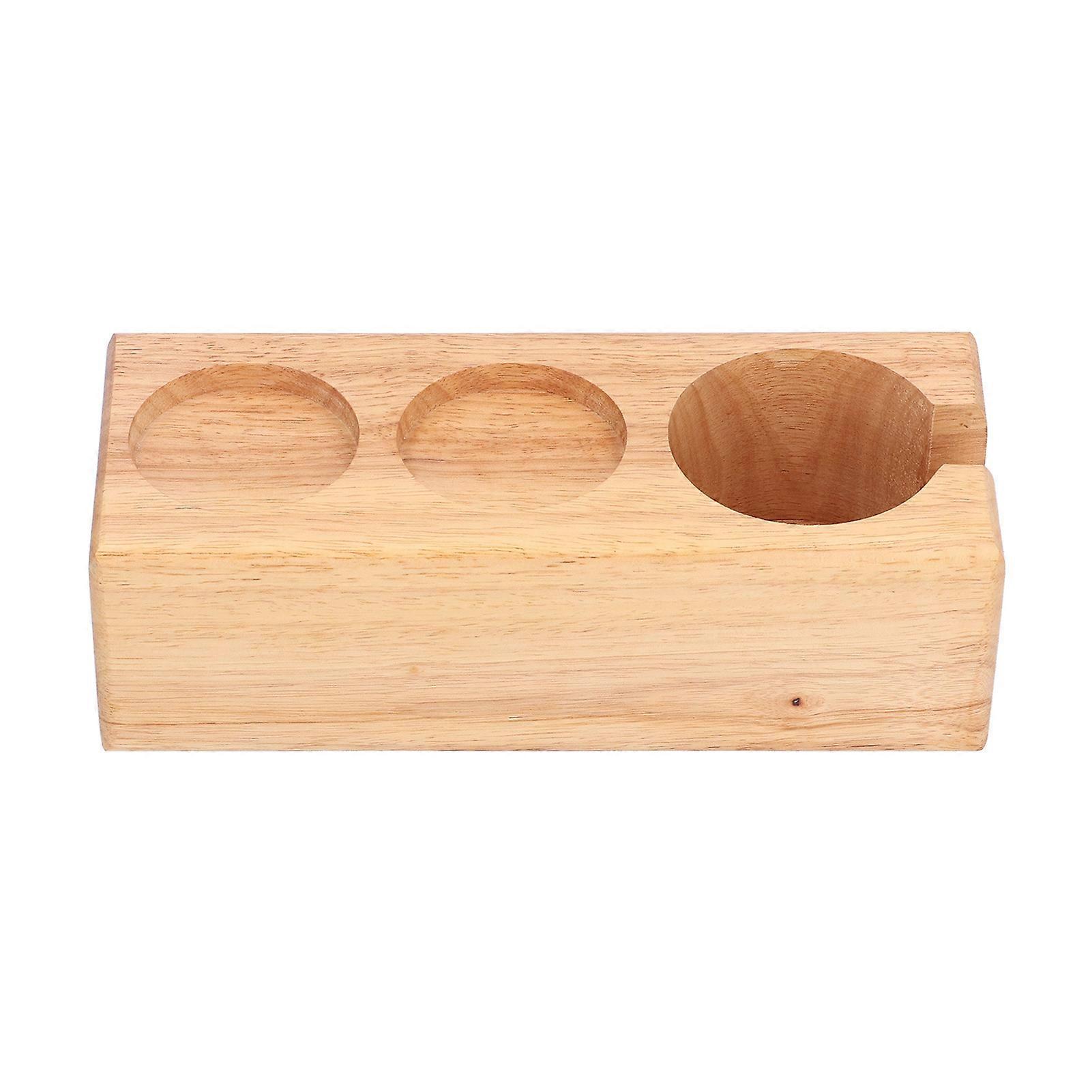 3‑Slots Wooden Coffee Portafilter Holder Tamper Stand Tamping Base for Home Bar Counter