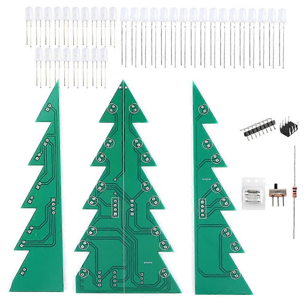3D Baskılı Devre Kartı Noel Ağacı LED DIY Kiti 3 Işık Rengi ile