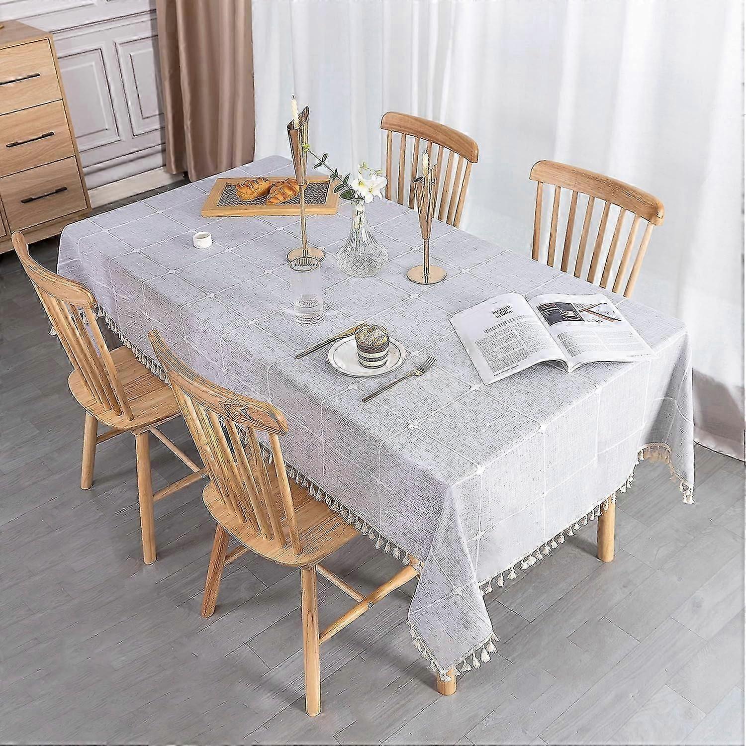 Rectangular Tablecloth Cotton Linen Gray 140x200 cm Tablecloth Rectangle Table Cloth Cover Decoration for Home Kitchen Table
