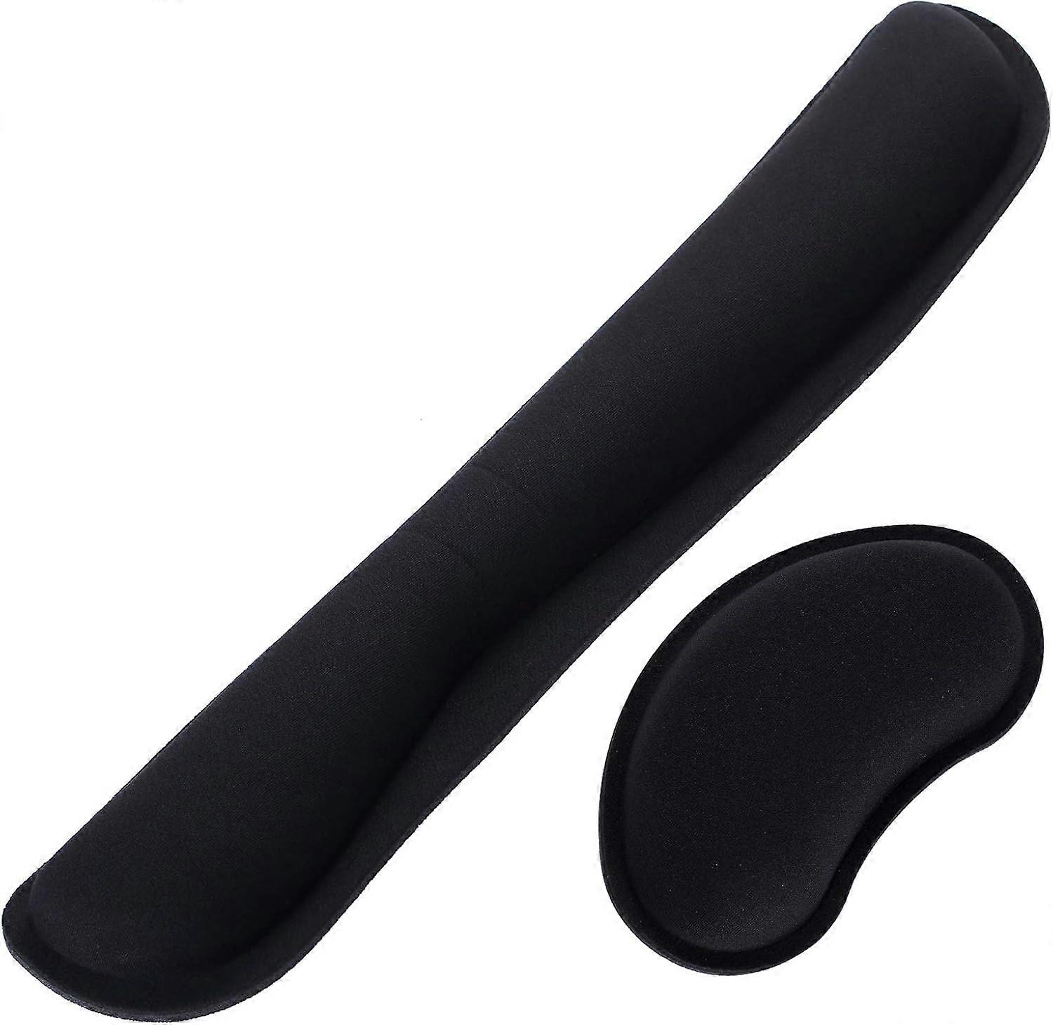 Wrist Rest Set for Keyboard and Mouse Wrist Rest with Memory Foam Comfort Palm Rest to Prevent Tendon Sheath Problems (Black)