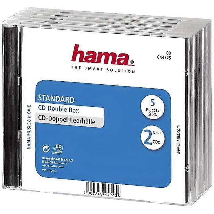 HAMA 44745 Lot of 5 Double Standard CD Cases - Transparent