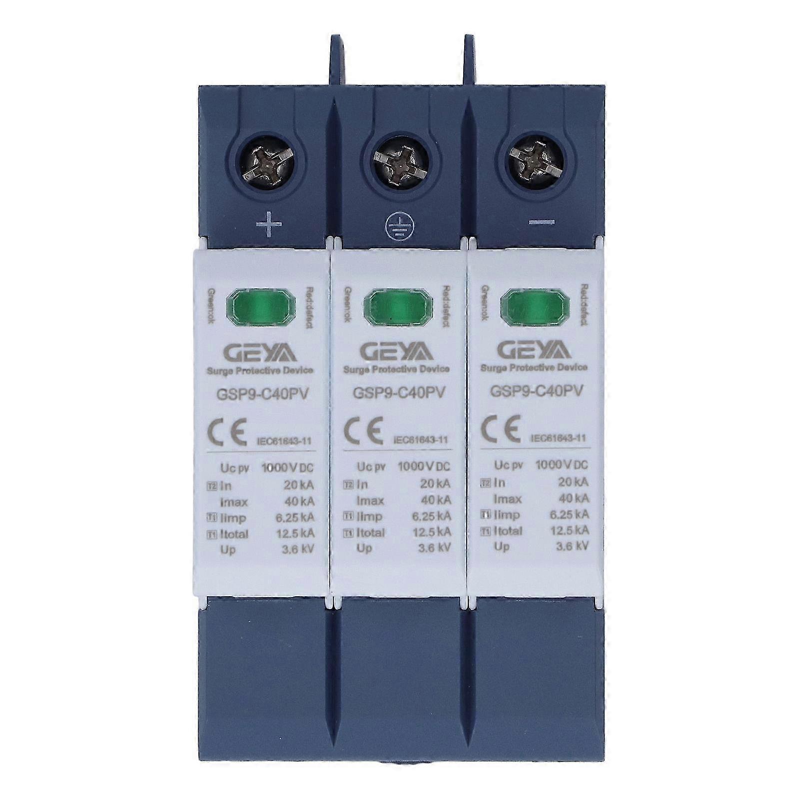 Surge Protective Device 40KA 3P SPD Photovoltaic Protector DIN Rail Installation DC 1000V