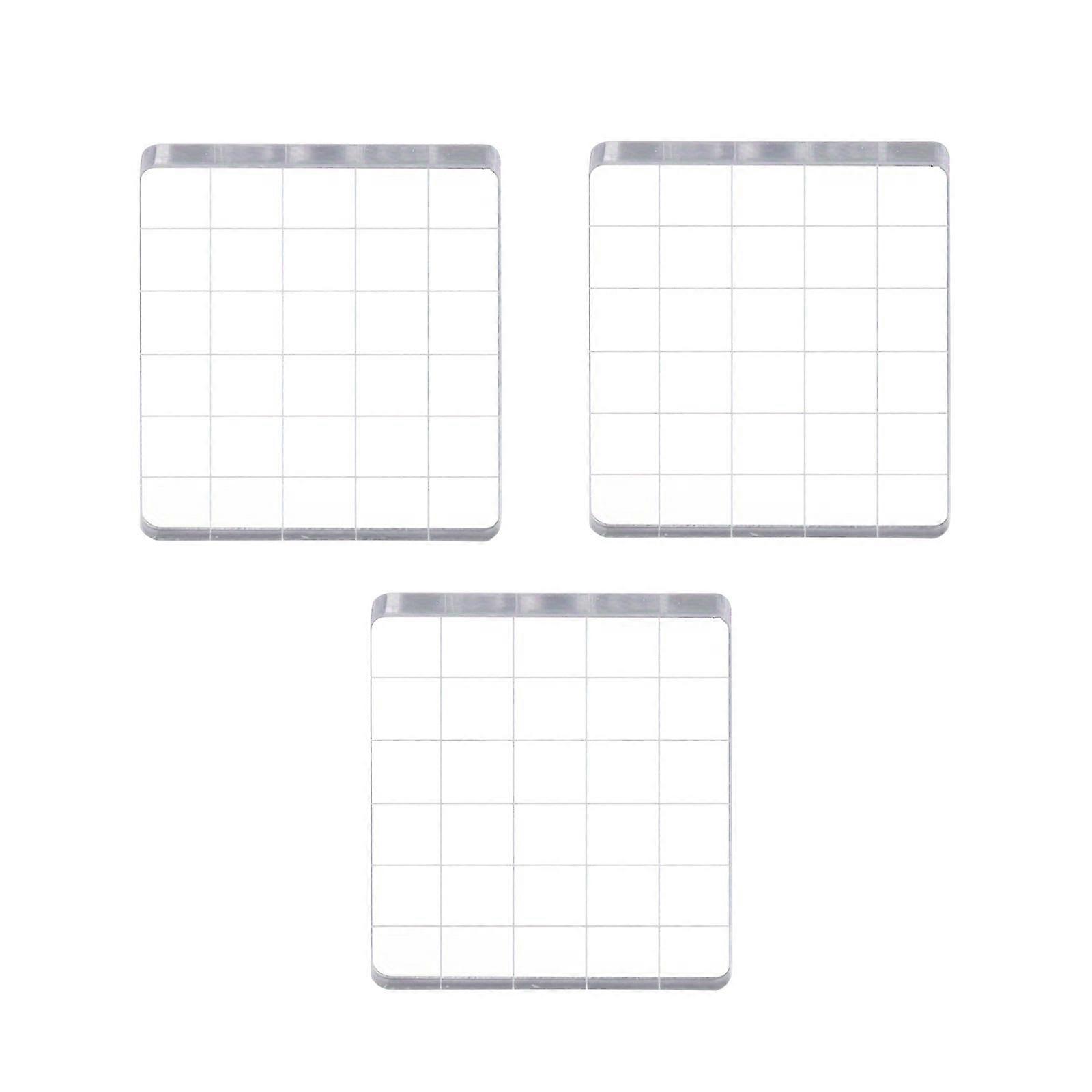 Stamp Blocks, Acrylic Clear Stamping Blocks Tools with Grid Lines