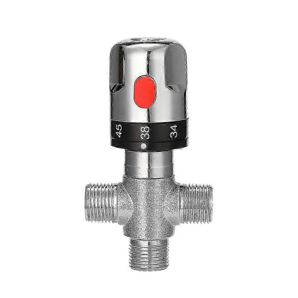 Adjustable Thermostatic Mixer Valve for Bathroom Brass Temperature Control with Safety Button & Filter